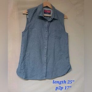 Casual Denim Blue Sleeveless Top UPF Outdoor